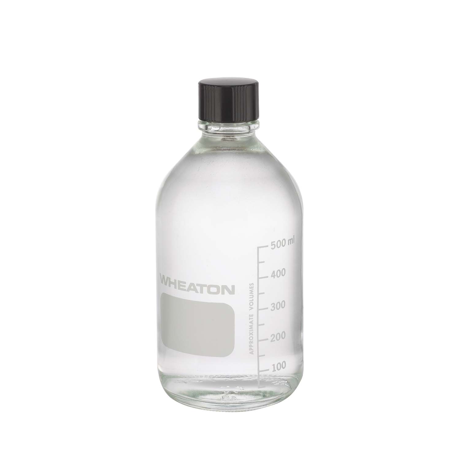 WHEATON 500mL 无色透明带刻度培养基瓶 带PTFE橡胶塞的酚醛树脂盖（可高压灭菌） 24个/盒